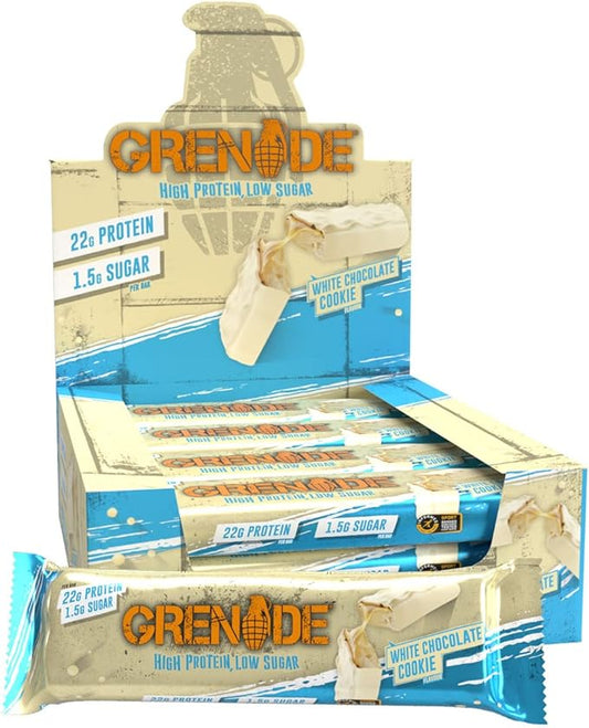 Grenade High Protein, Low Sugar Bar - White Chocolate Salted Peanut, 12 x 60 g